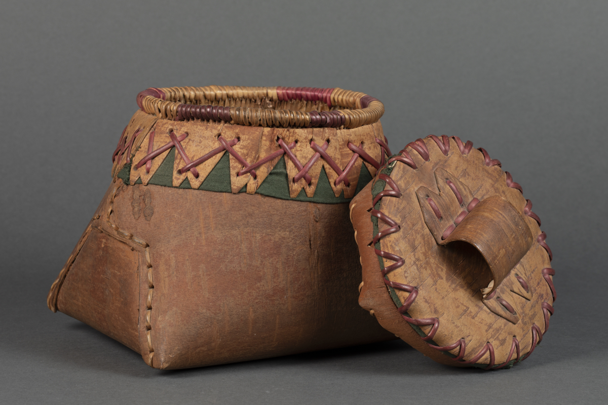 Birchbark basket with lid